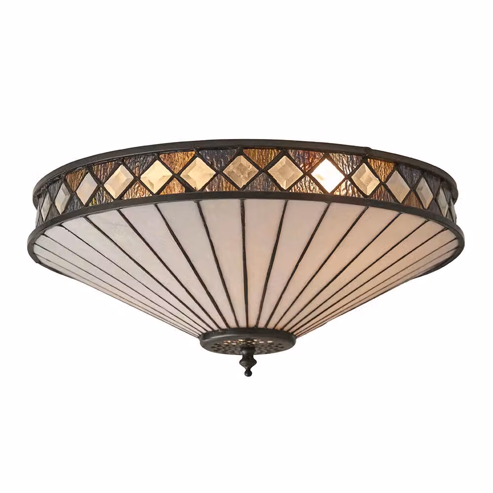 Loops Dark Bronze Flush Ceiling Light with Diamond Detailing, W/D/H: 41.5 x 41.5 x 17.0 cm – 3