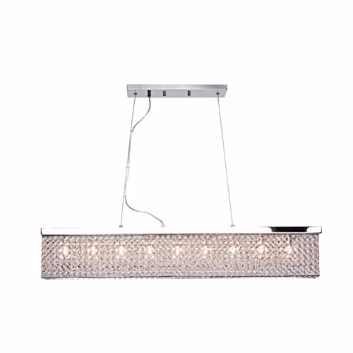 Netlighting Treasure Straight Bar Pendant Ceiling Light in Chrome with Crystal, D100 x H14 cm