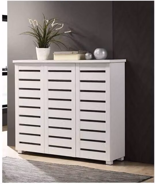 Timber Art Design 5 Tier 3 Door Shoe Storage Cabinet in White – 1