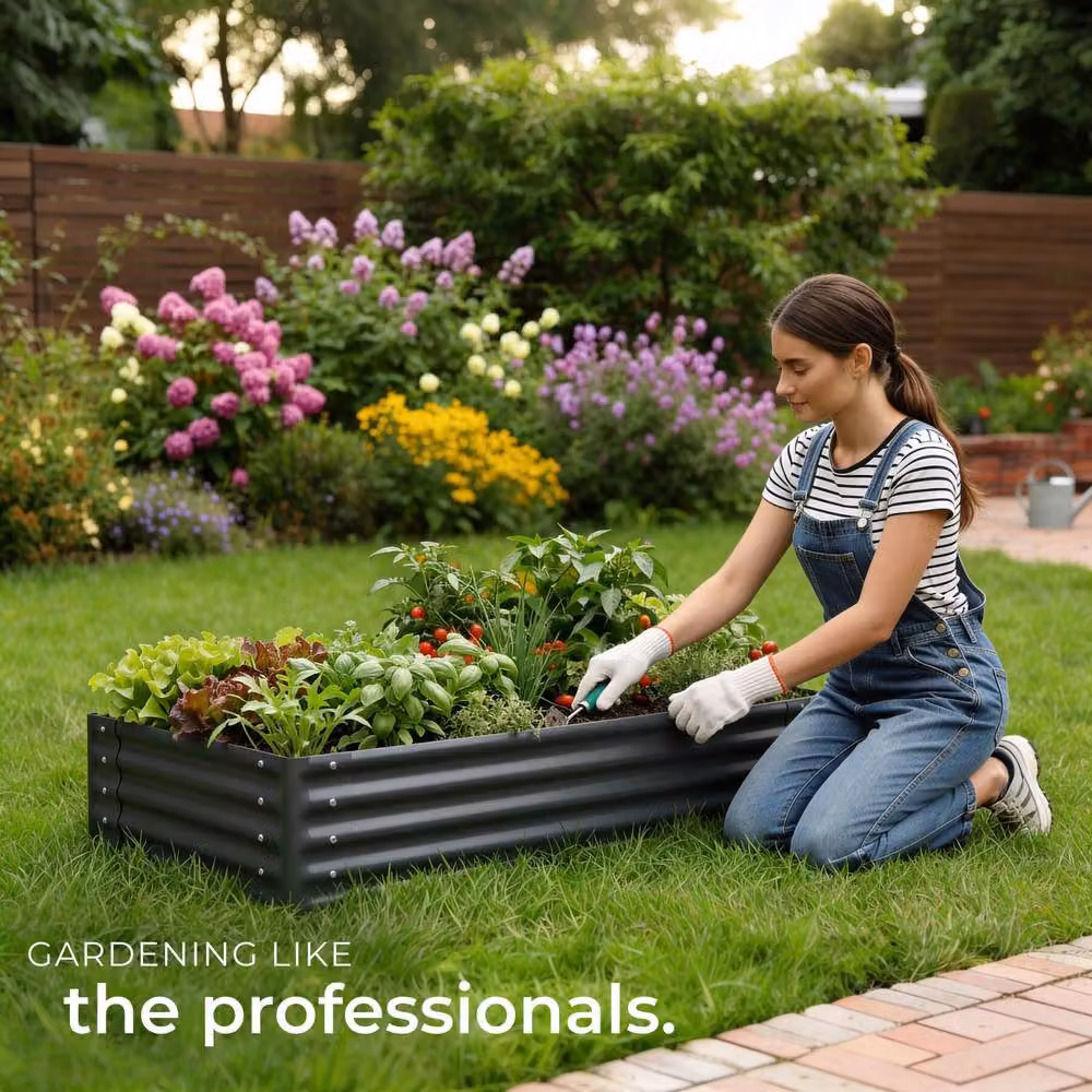 tectake Salvia Raised Garden Bed in Grey Galvanised Steel, W: 120 cm, D: 60 cm, H: 30 cm – 8