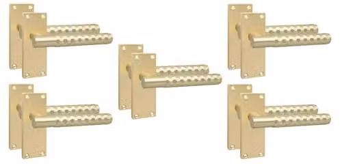 Golden Grace Victorian T-Bar Knurled Door Handles in Satin Brass, 5 Pairs