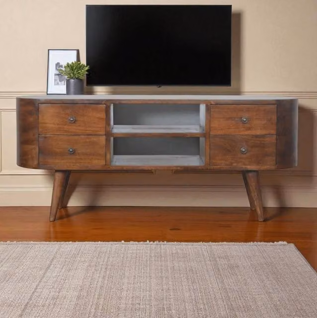 STILVORA Mid-Century Brown Wooden Storage Unit