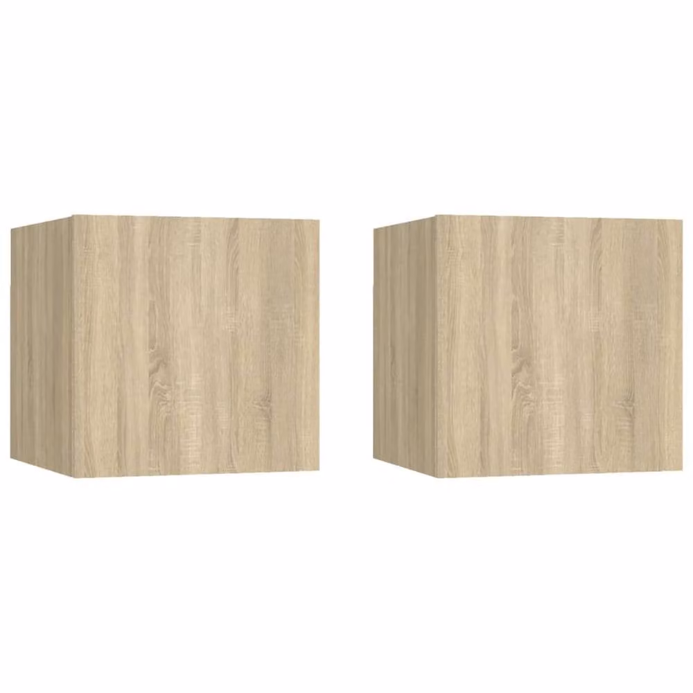 Berkfield Home Practical Bedside Cabinets, 2 Piece Set in Sonoma Oak, Light Tan, W/D/H: 30.5 x 30 x 30 cm