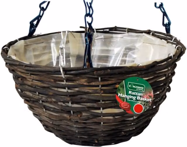 Garden Mile Brown Rattan Hanging Basket Planter, Diameter: 35 cm