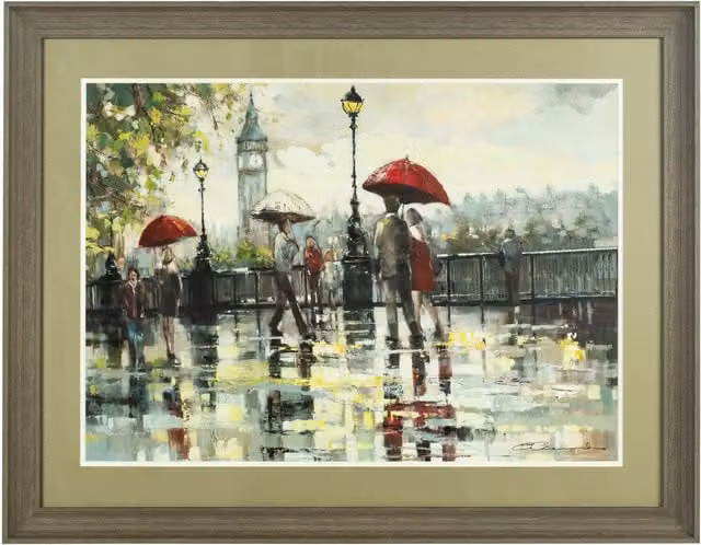 Orsina Modern Abstract City Framed London Wall Art in Red, White and Multicolour