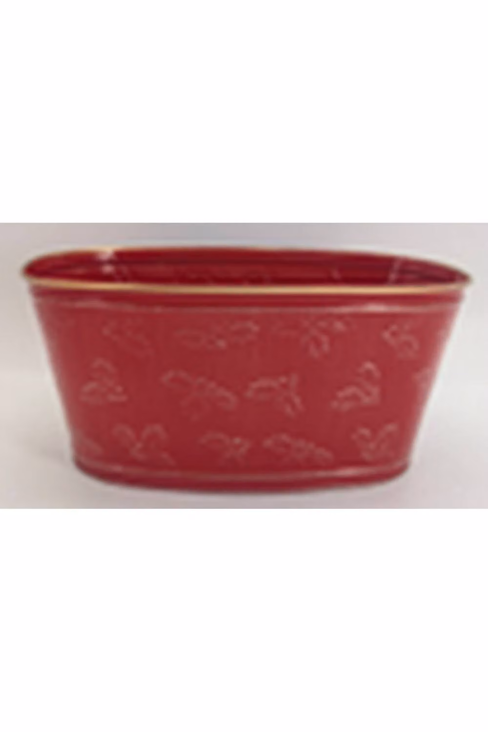 KDMD Red Metal Christmas Holly Oval Tabletop Trough – 2