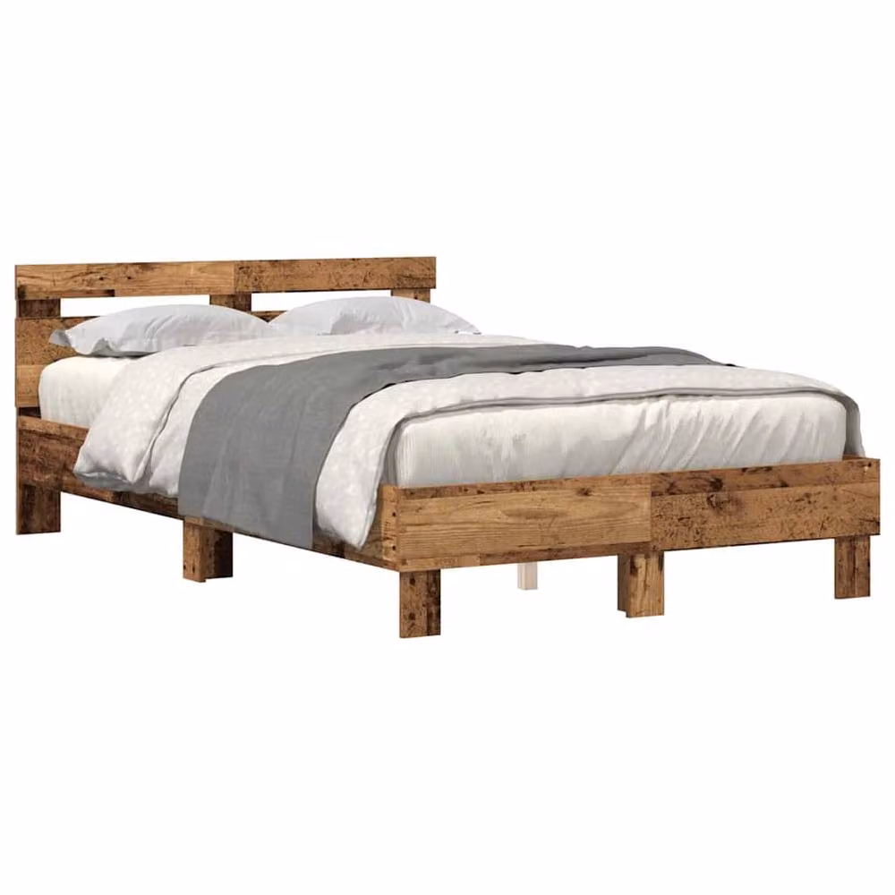 Berkfield Home Engineered Wood Bed Frame in Brown, W/D/H: 120 x 190 cm – 3