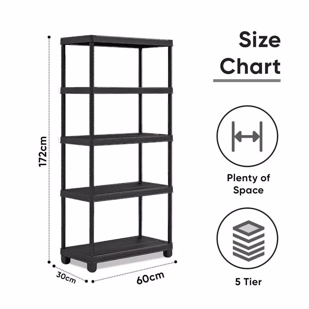 Kelvenix 5 Tier Freestanding Shelf Rack Organiser in Black – 2