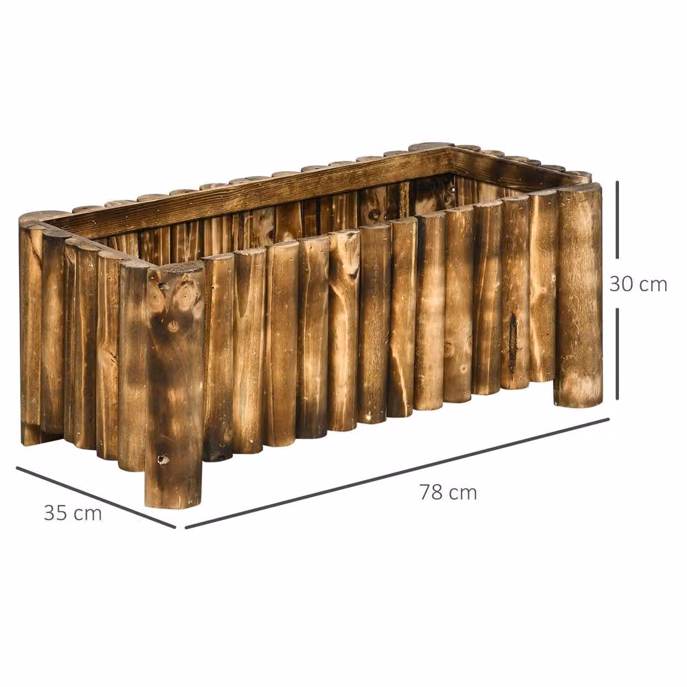 STILVORA Wooden Raised Planter for Vegetable and Herb Gardens, Brown/Beige, W/D/H: 78 x 52 x 35 cm – 2