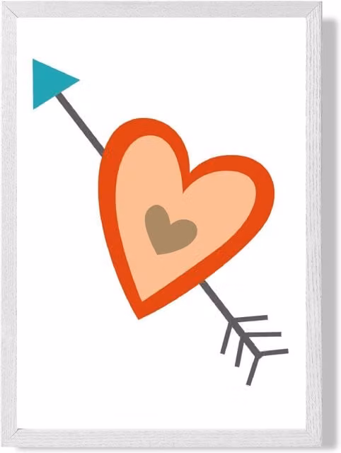 ARTZE Tribal Orange Heart and Arrow Framed Print in White, A2