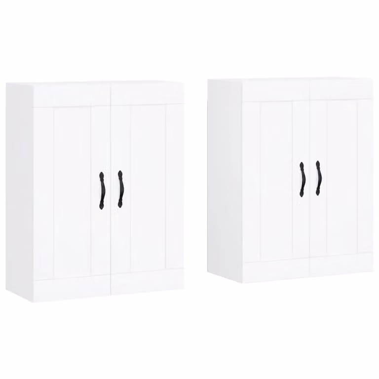Berkfield Home Set of 2 White Wall Mounted Cabinets in Matt MDF