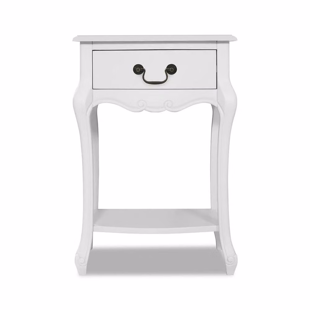 Statement Furniture Juliette Vintage Chic 1 Drawer Bedside Table in White – 3