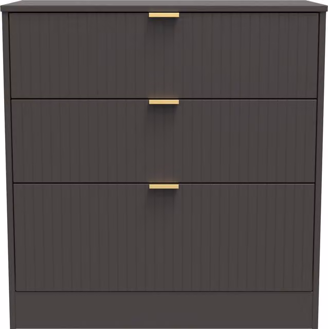 Ready Assembled 2 U Denver 3 Drawer Deep Chest in Dark Grey