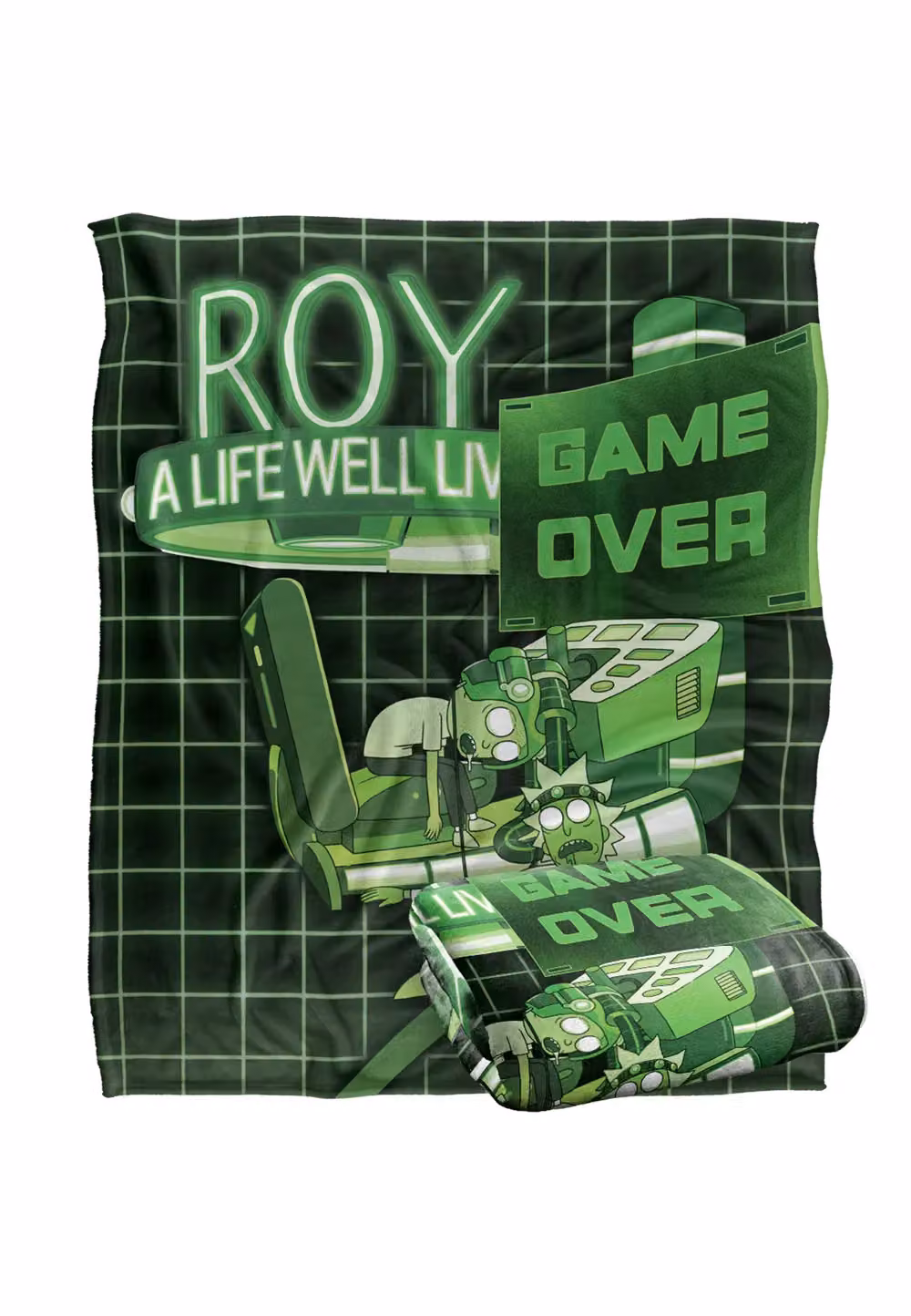Warner Brothers Rick & Morty Officially Licensed Silky Touch Super Soft Throw Blanket, White and Green, W: 152 cm, D: 127 cm – 2