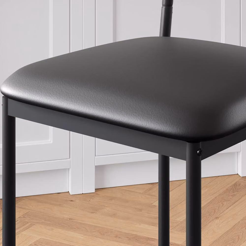 London Boutique Set of 4 Modern Counter Height Bar Stools in Black Synthetic Leather – 5