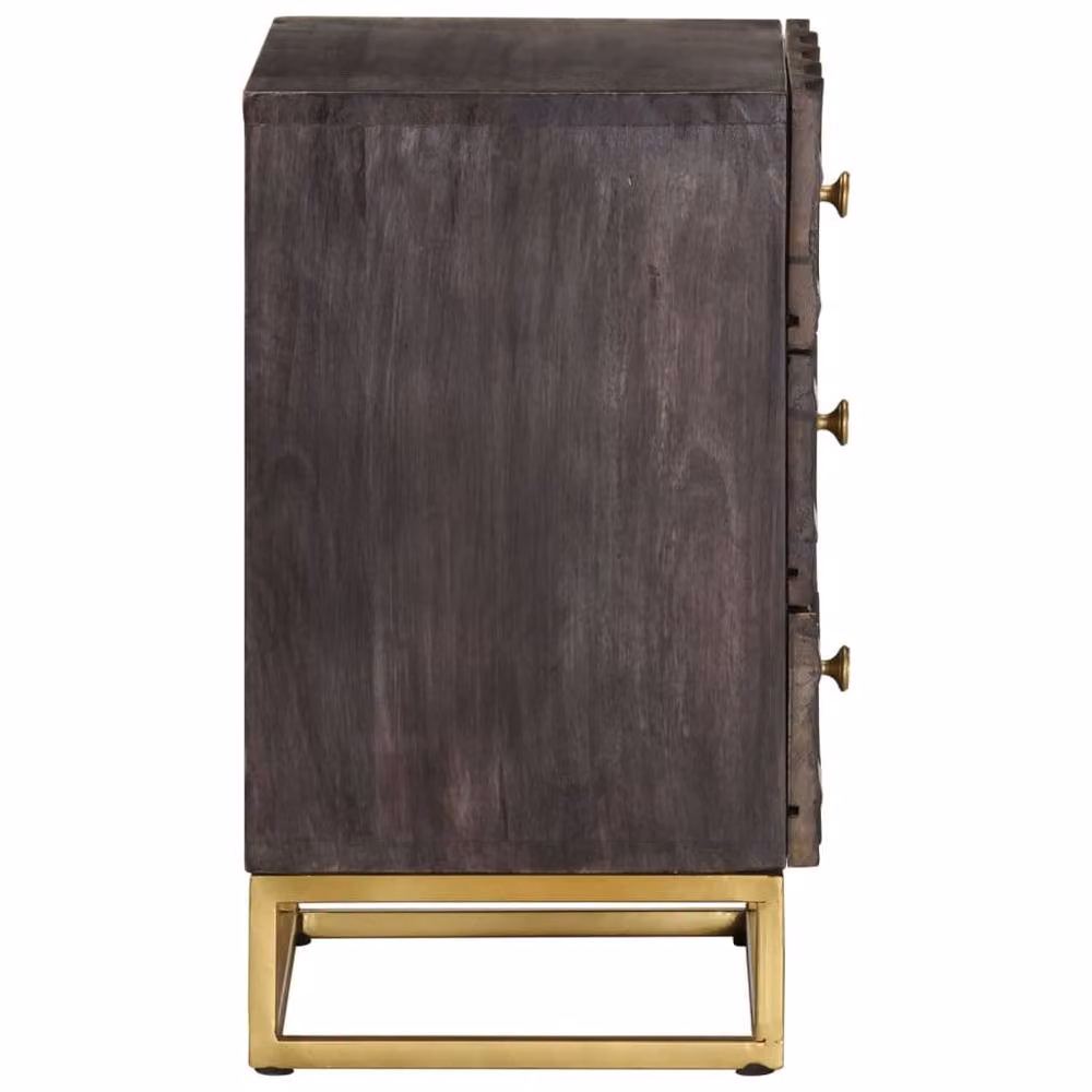 Berkfield Home Black Solid Mango Wood Bed Cabinet W: 40 cm, D: 30 cm, H: 50 cm – 2