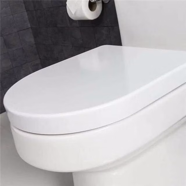 KORVIXA D-Shaped Plastic Toilet Seat with Soft-Close and Quick-Release Function, White, Width: 52 cm