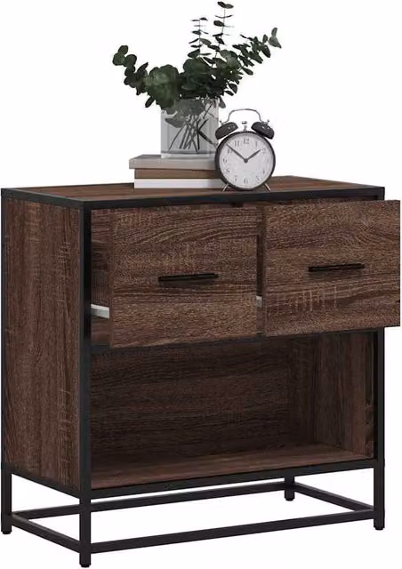 Berkfield Home Bedside Cabinet in Brown Oak, W/D/H: 60 x 31 x 60 cm