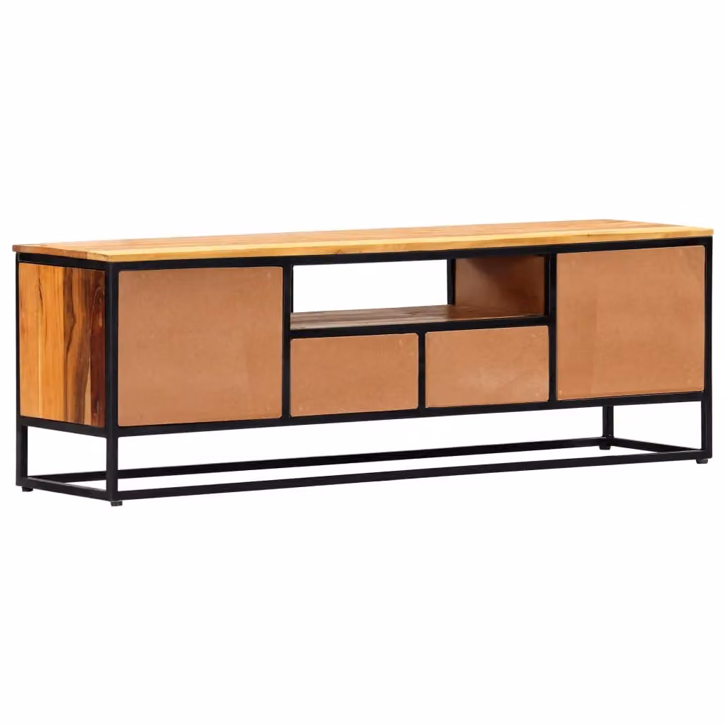 Berkfield Home Mid Century TV Cabinet in Brown Solid Wood and Metal, W/D/H: 120 x 40 x 30 cm – 2