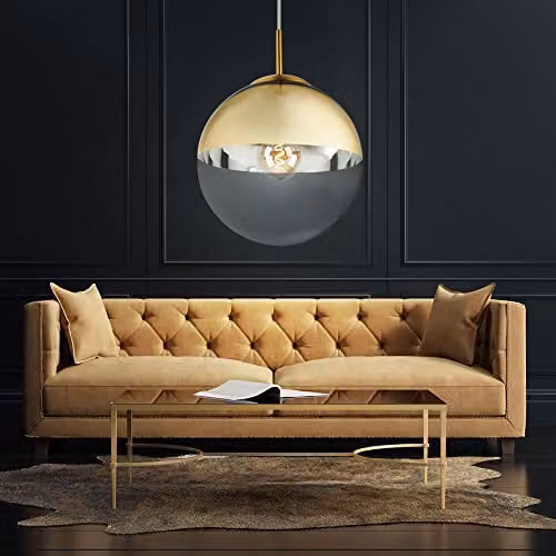 Globo Lighting 15856 Modern Glass Sphere Ceiling Light in Multicolour and Gold/Brass, W/D/H: 25.0 x 25.0 x 120.0 cm – 2