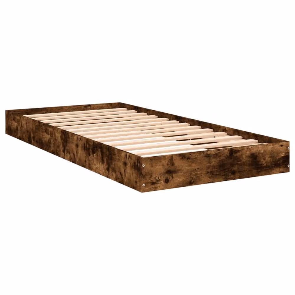 Berkfield Home Small Single Wood Bed Frame in Smoked Oak Brown, W: 75 cm, L: 190 cm – 3