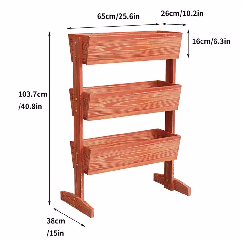 NESTLUNE 3-Tier Stackable Wooden Raised Garden Bed in Brown – 2