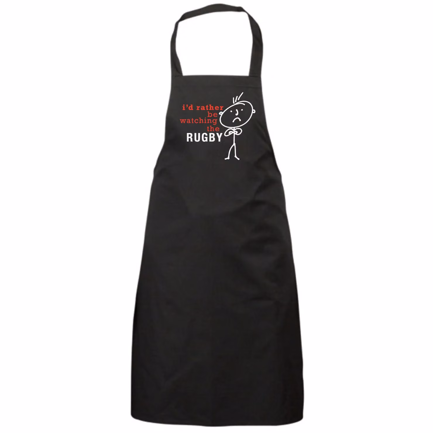 60 Second Makeover Men's I'd Rather Be Watching The Rugby Apron in Black – 2