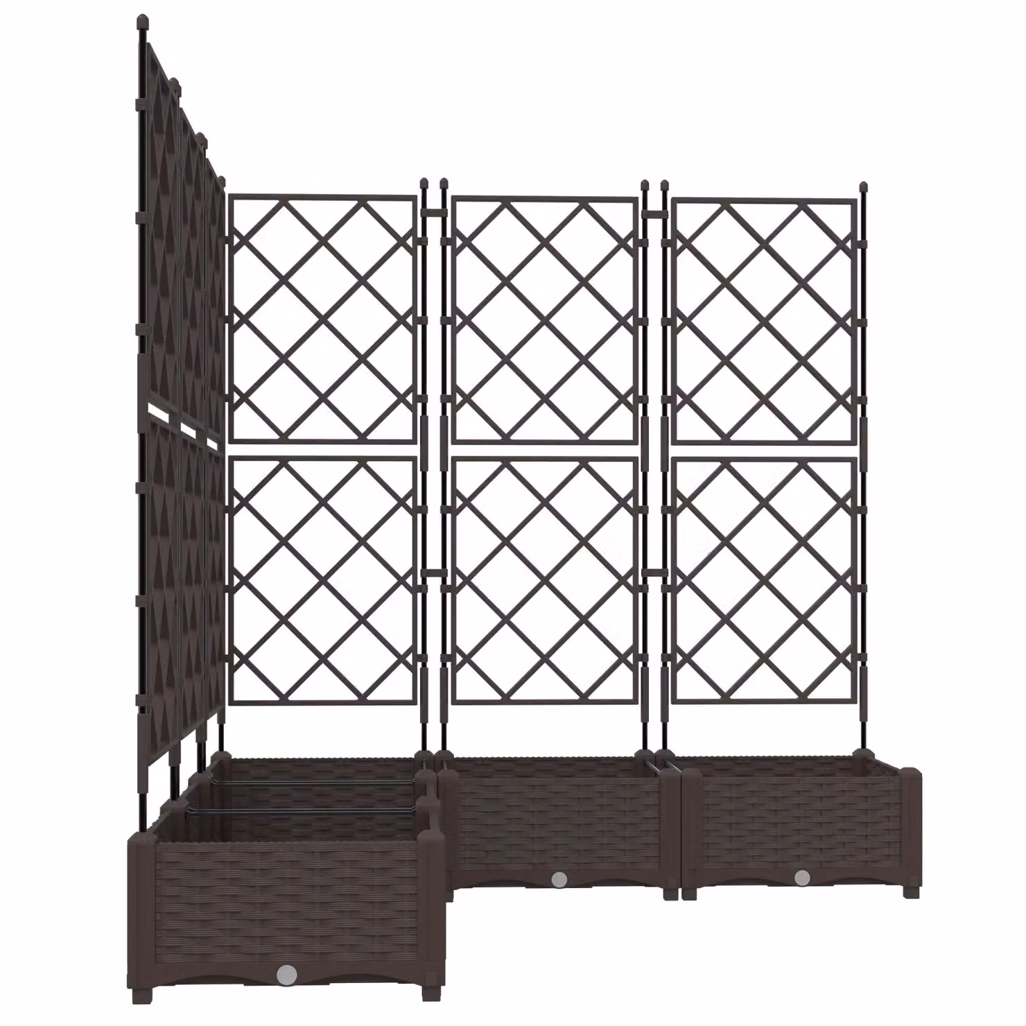 Berkfield Home Garden Planter with Trellis, 5 Piece Set, Brown, W/D/H: 120 x 120 x 125.5 cm – 4
