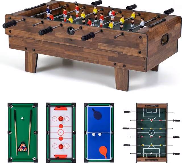 Costway 4 in 1 Combo Game Table Set in Brown
