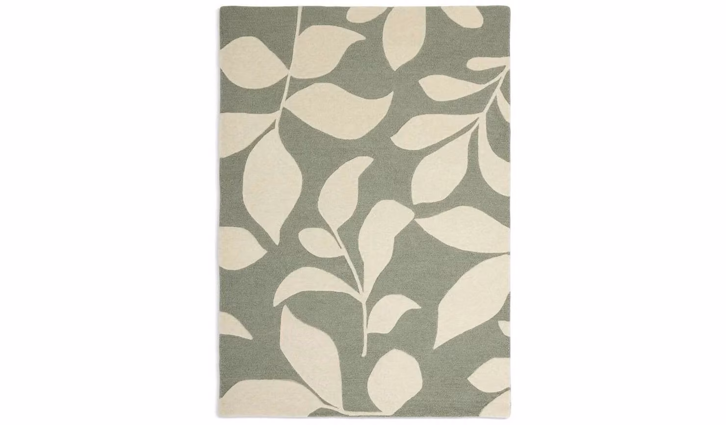 Verdant Leaf Green Floral Wool Hand Tufted Rectangular Rug W: 230 cm, D: 160 cm