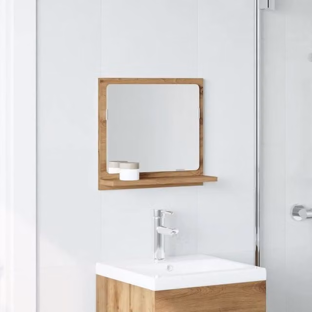 Berkfield Home Artisan Oak Bathroom Mirror Cabinet, Brown, W: 40 cm, D: 11 cm, H: 37 cm