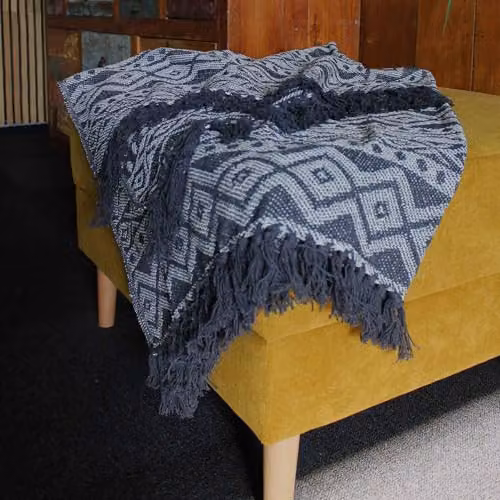 KDMD Boho Comfort Grey Geometric Cotton Throw W/D/H: 125 x 150 cm – 3