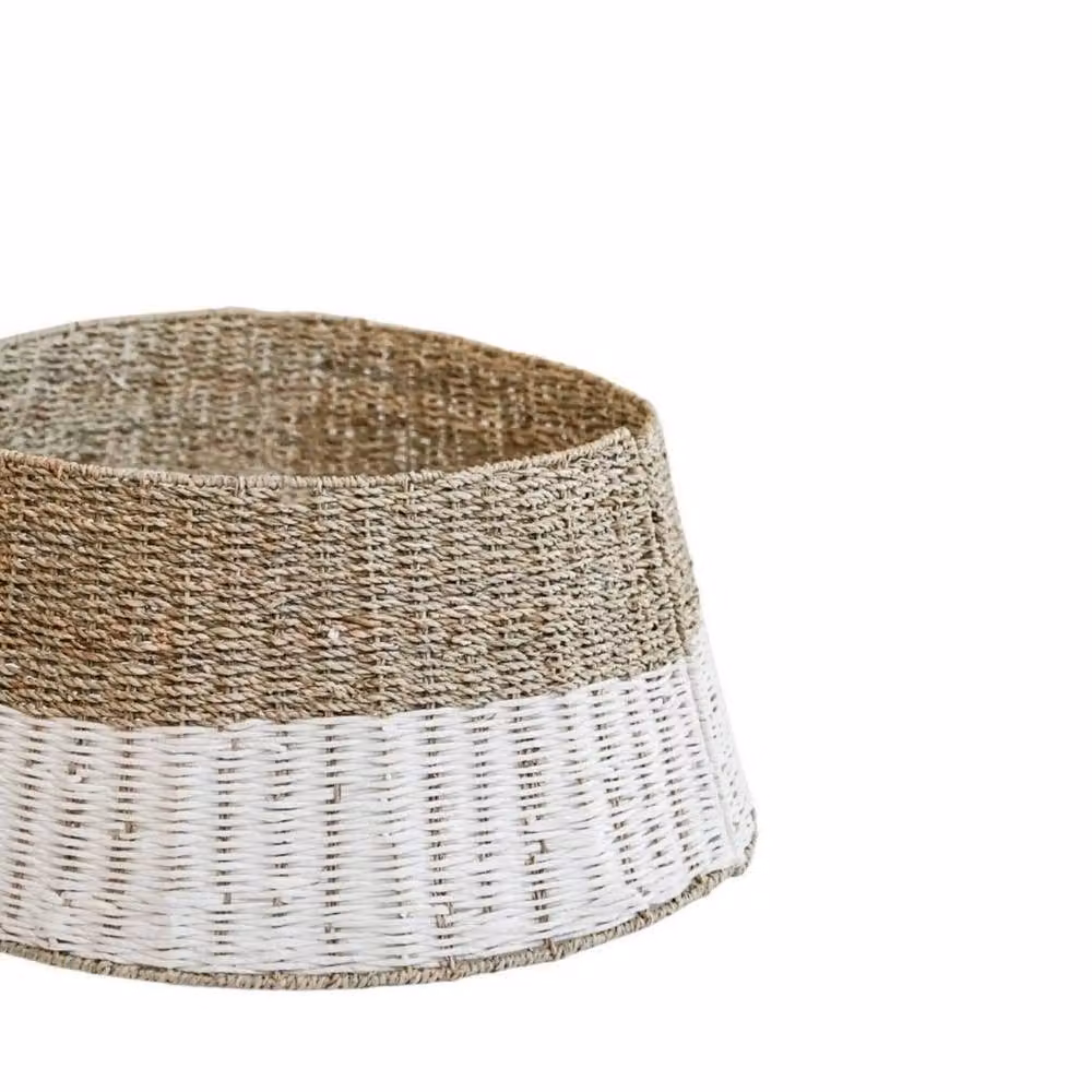 Lemon Pavilion Round Wicker Christmas Tree Skirt in White, W60 x D60 x H26 cm – 2