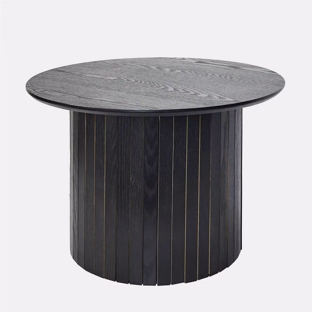 OHS Madison Ribbed Round Coffee Table in Black Engineered Wood – 2
