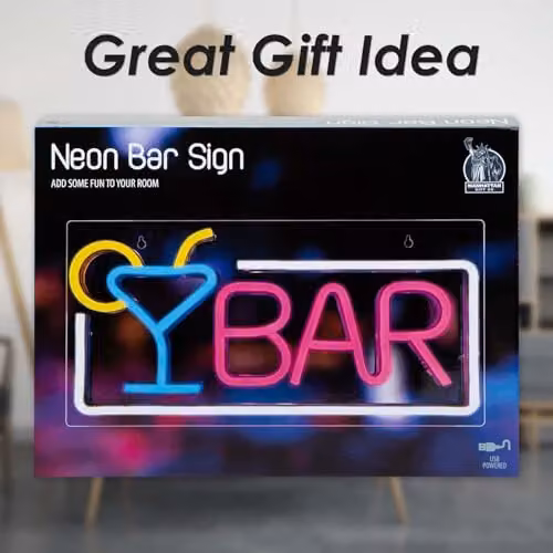 VFM e-Store Bar Sign Mancave Neon Light, USB Powered, Multicolour, W: 22 cm, H: 42 cm – 5
