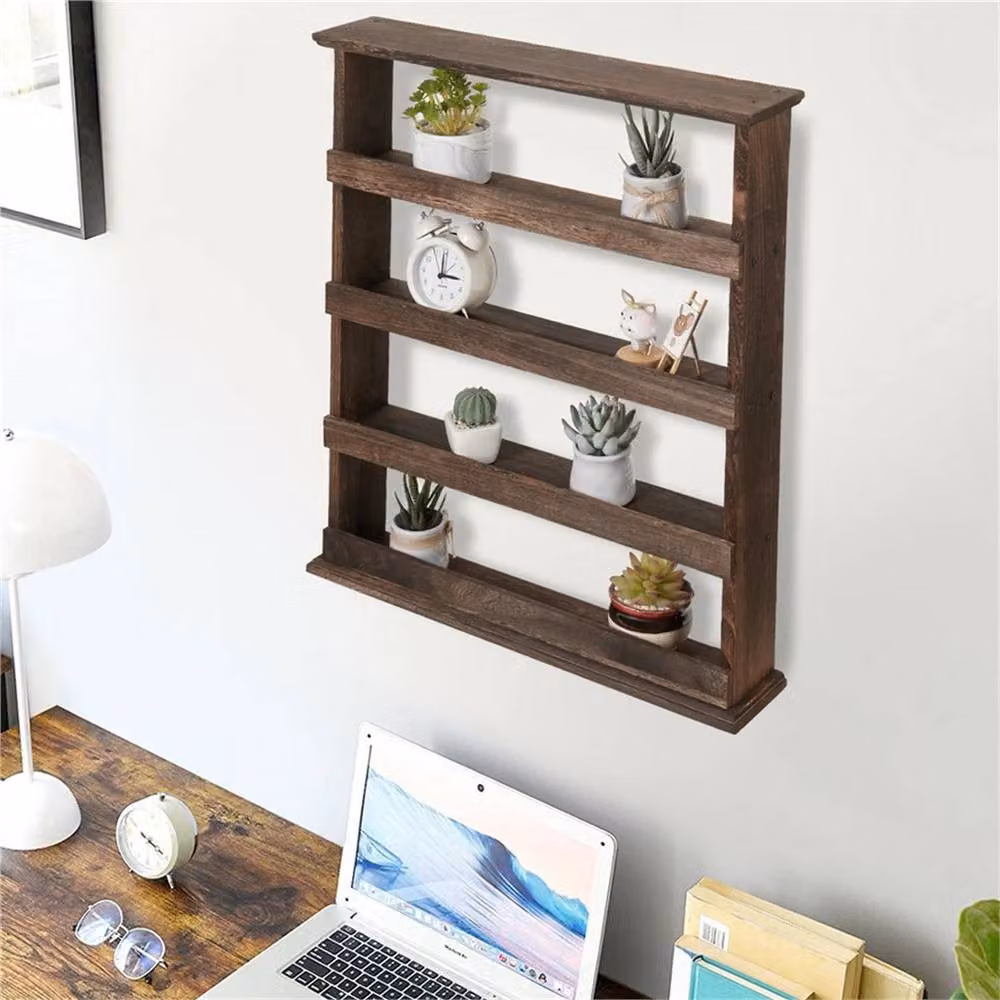 Nordara 4-Tier Rustic Brown Wooden Countertop Storage Organizer and Shelving Unit – 5