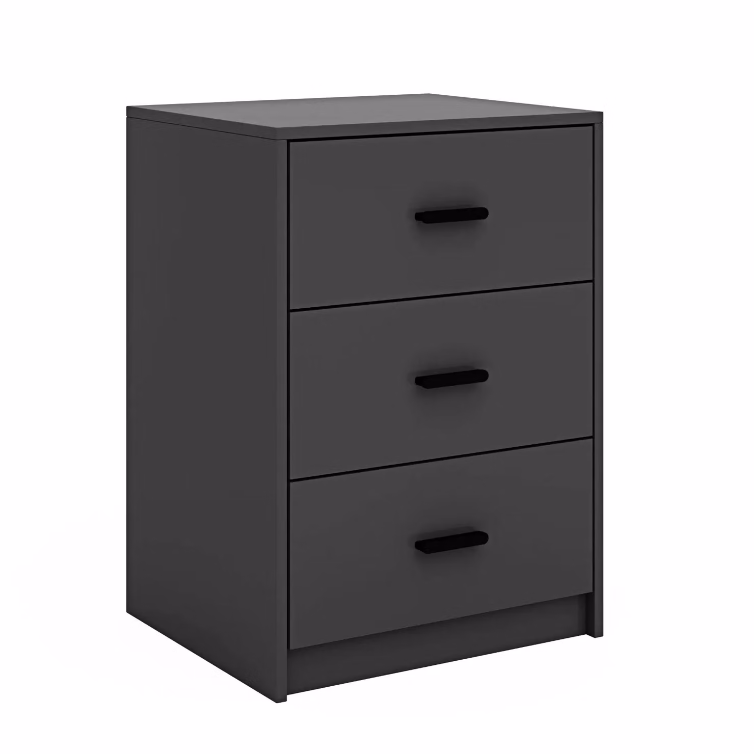 EONLION Black Wooden 3 Drawer Bedside Cabinet and Nightstand Storage Side Table – 3