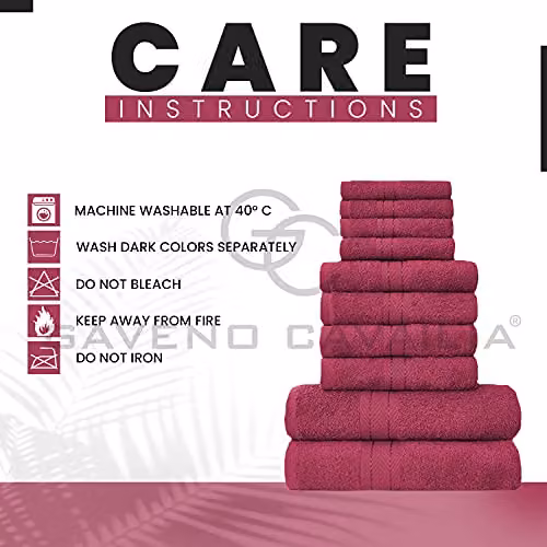 GC GAVENO CAVAILIA 10 Piece Egyptian Cotton Towel Set in Red – 4