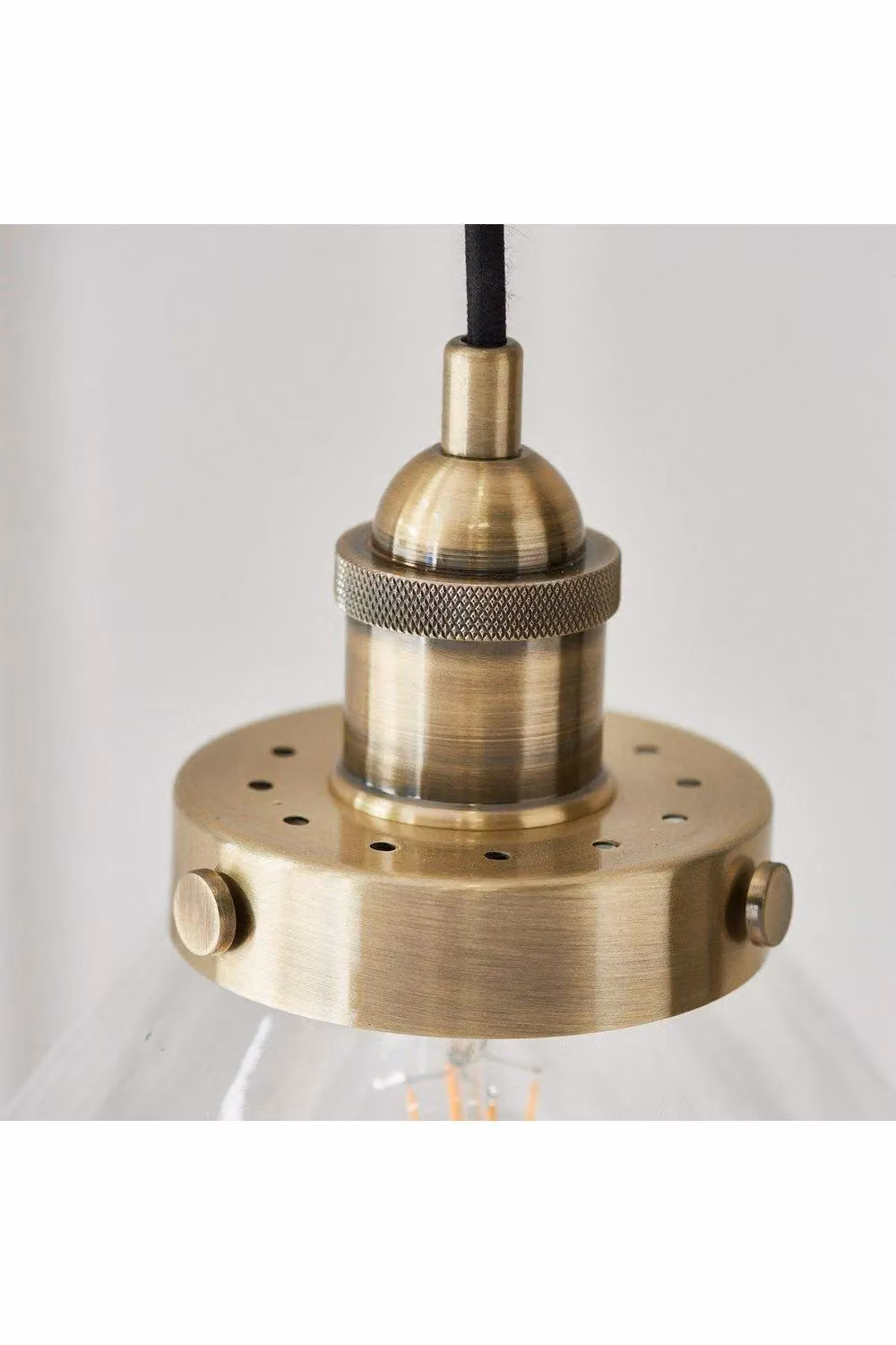 Netlighting Hansen 1 Light Pendant Lamp with Transparent Glass and Gold/Brass Plate, E27 – 2
