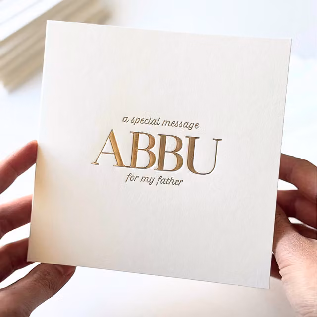 Peacock Supplies Luxury Abbu Father Special Message Card in White and Gold