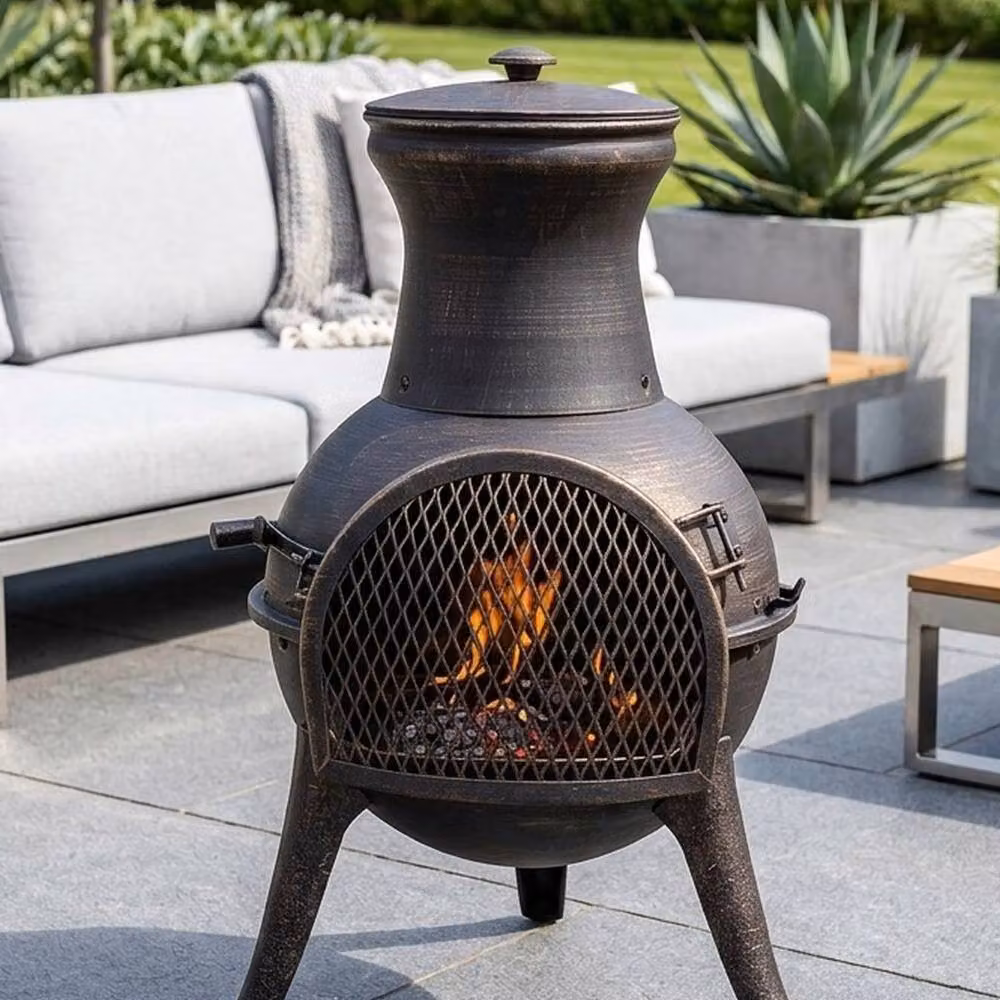 Garden Greatness El Clasico Traditional Garden Chiminea in Black and Multicolour – 2