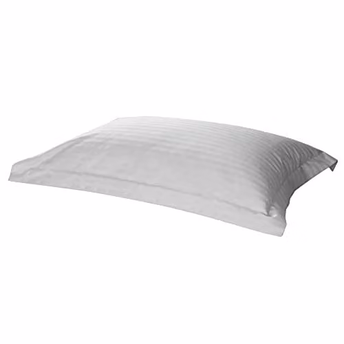 Belledorm Mako Satin Striped Cotton Pillowcase, 540 Thread Count, White or Beige, W: 51 cm x H: 51 cm