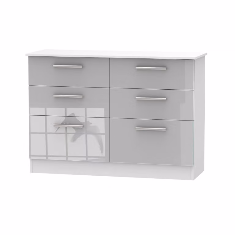 Ready Assembled 2 U Trent 6 Drawer Wide Chest in Mid Grey