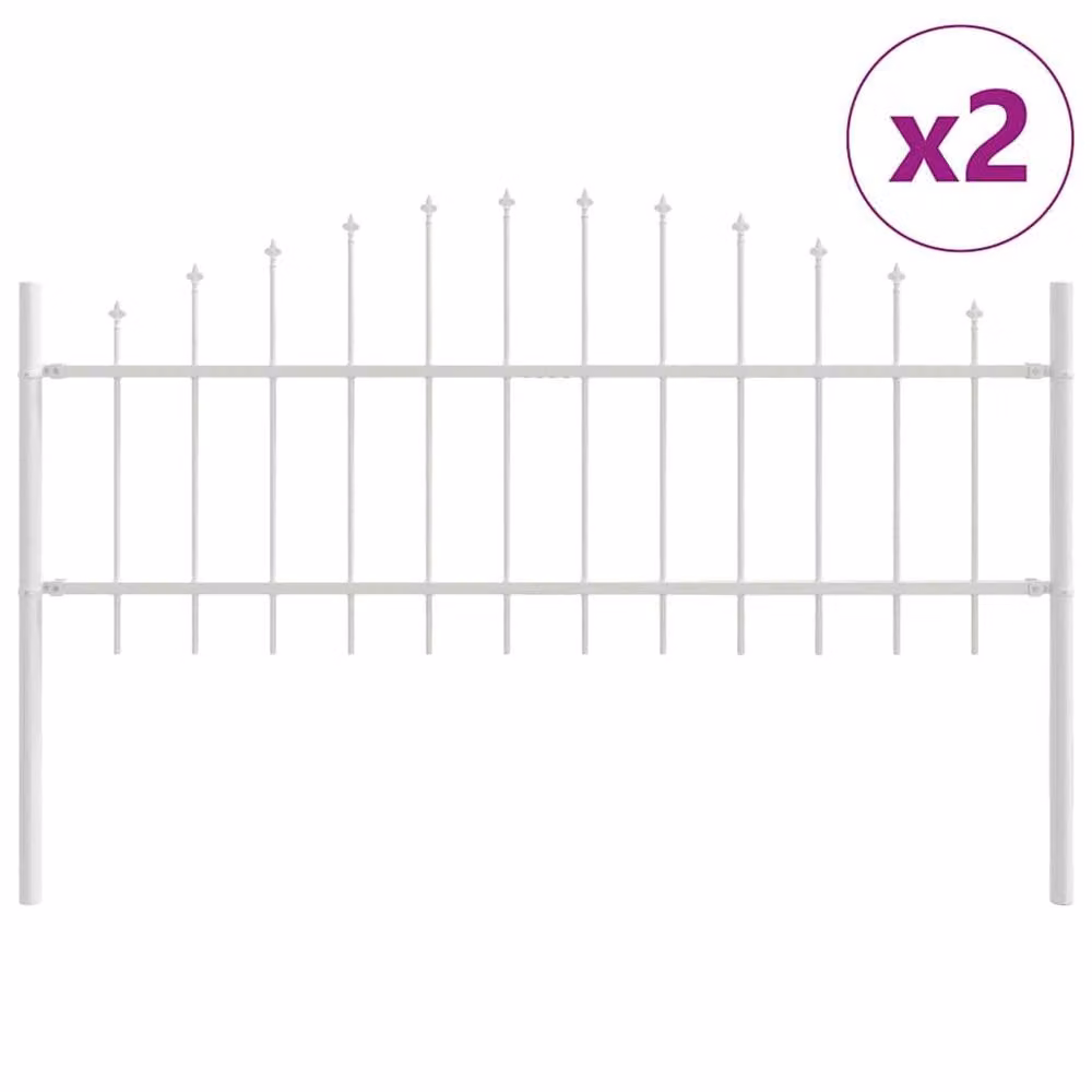 Berkfield Home White Powder-Coated Steel Hoop Top Garden Fence, W: 3.4 m, H: 0.75 m – 2