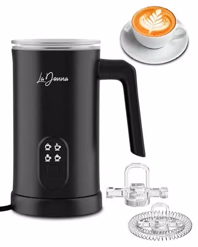La Donna Electric Milk Frother and 4-Function Milk Steamer in Black – 1