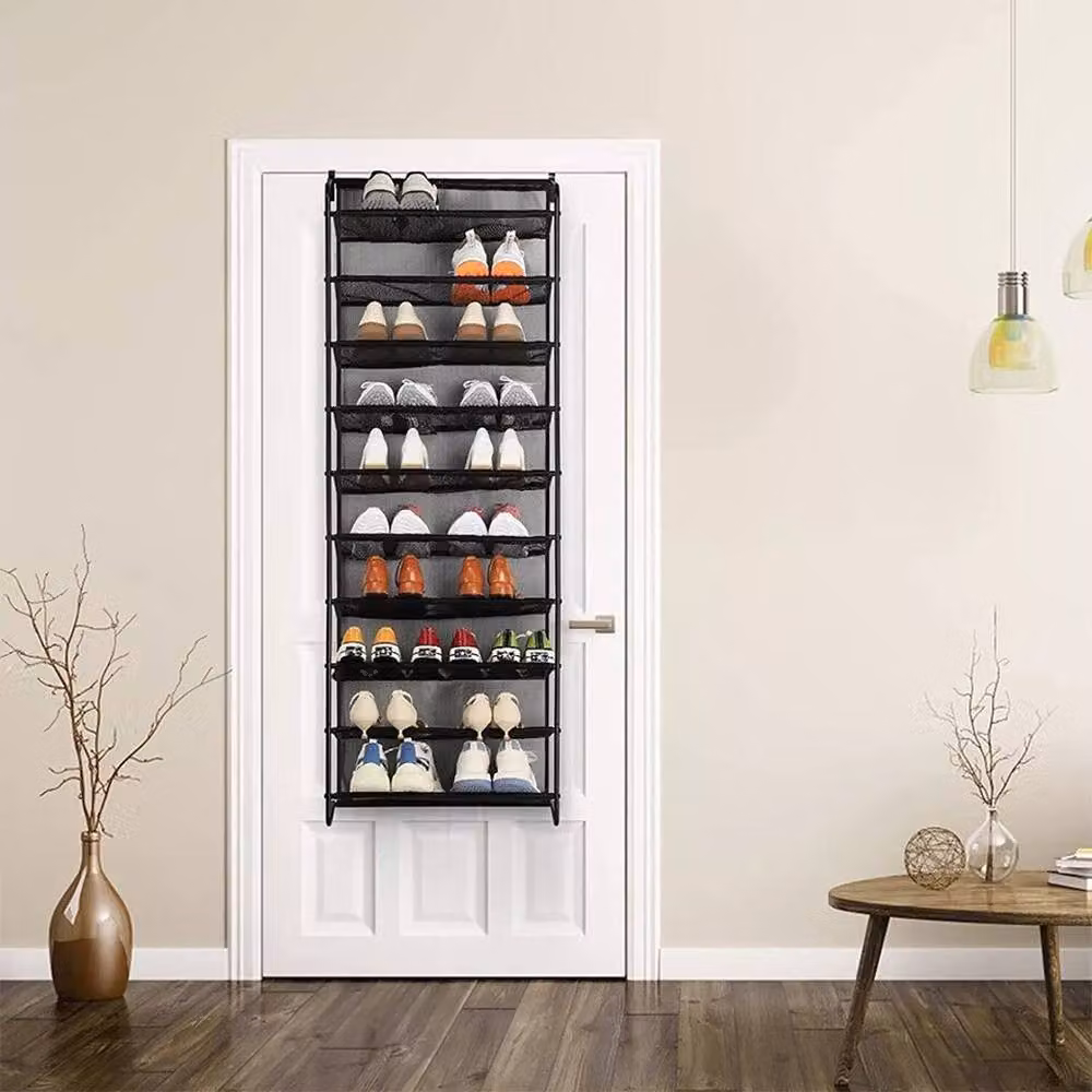 EONLION Black Metal Over Door Hanging Shoe Rack for 30 Pairs – 5
