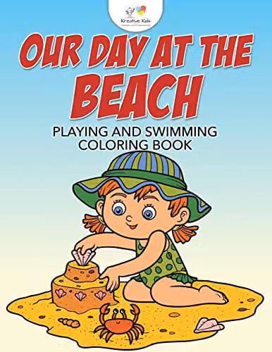 Kreative Kids Our Day at the Beach Playing and Swimming Colouring Book for Children, Multicolour