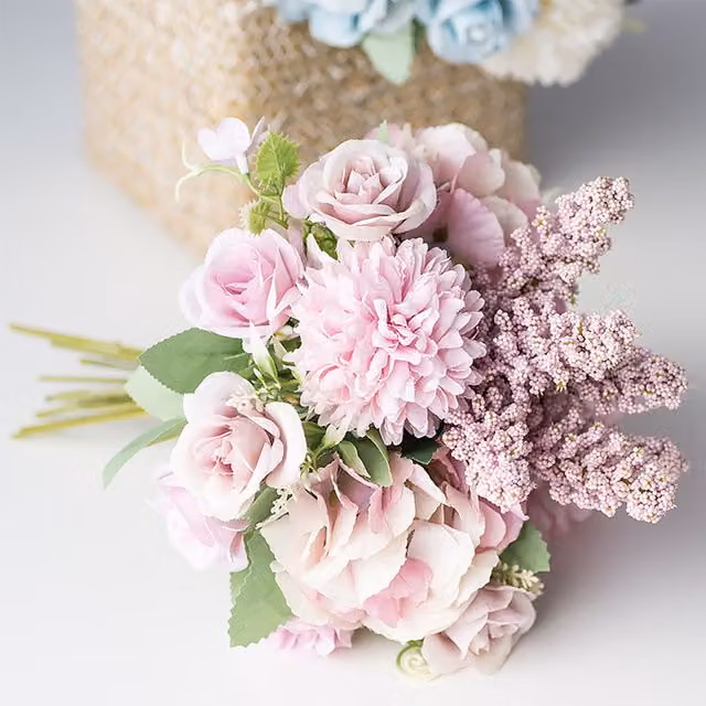 Livingandhome Mixed Purple and Pink Silk Artificial Floral Tabletop Decoration for Weddings