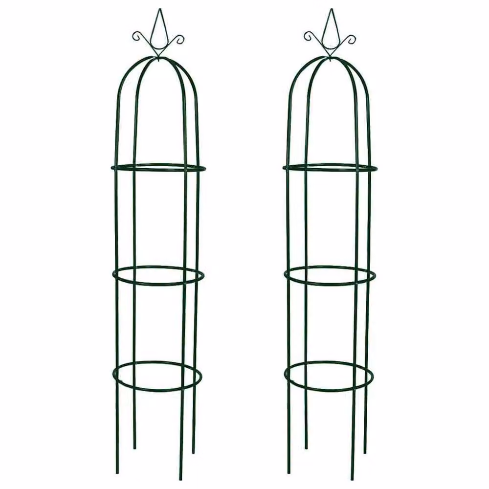 Berkfield Home Durable Metal Garden Arch Tower Climbing Frame Support, 2 Pieces, Green, H: 190 cm, W: 38 cm, D: 38 cm – 2