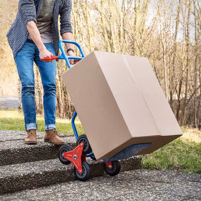 tectake Stair-Climbing Sack Barrow in Blue, 100kg Capacity